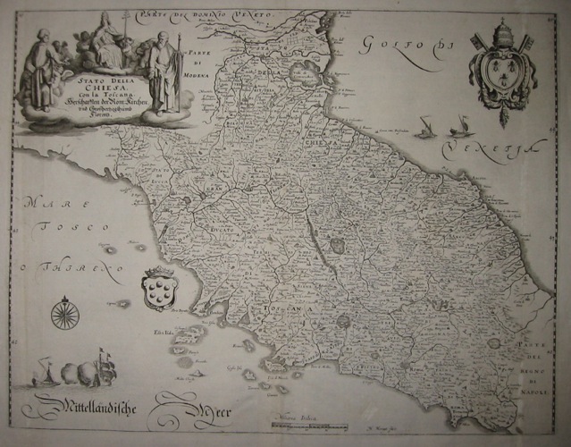 Merian Matthà¤us (1593-1650) Stato della Chiesa con la Toscana 1640 Francoforte 